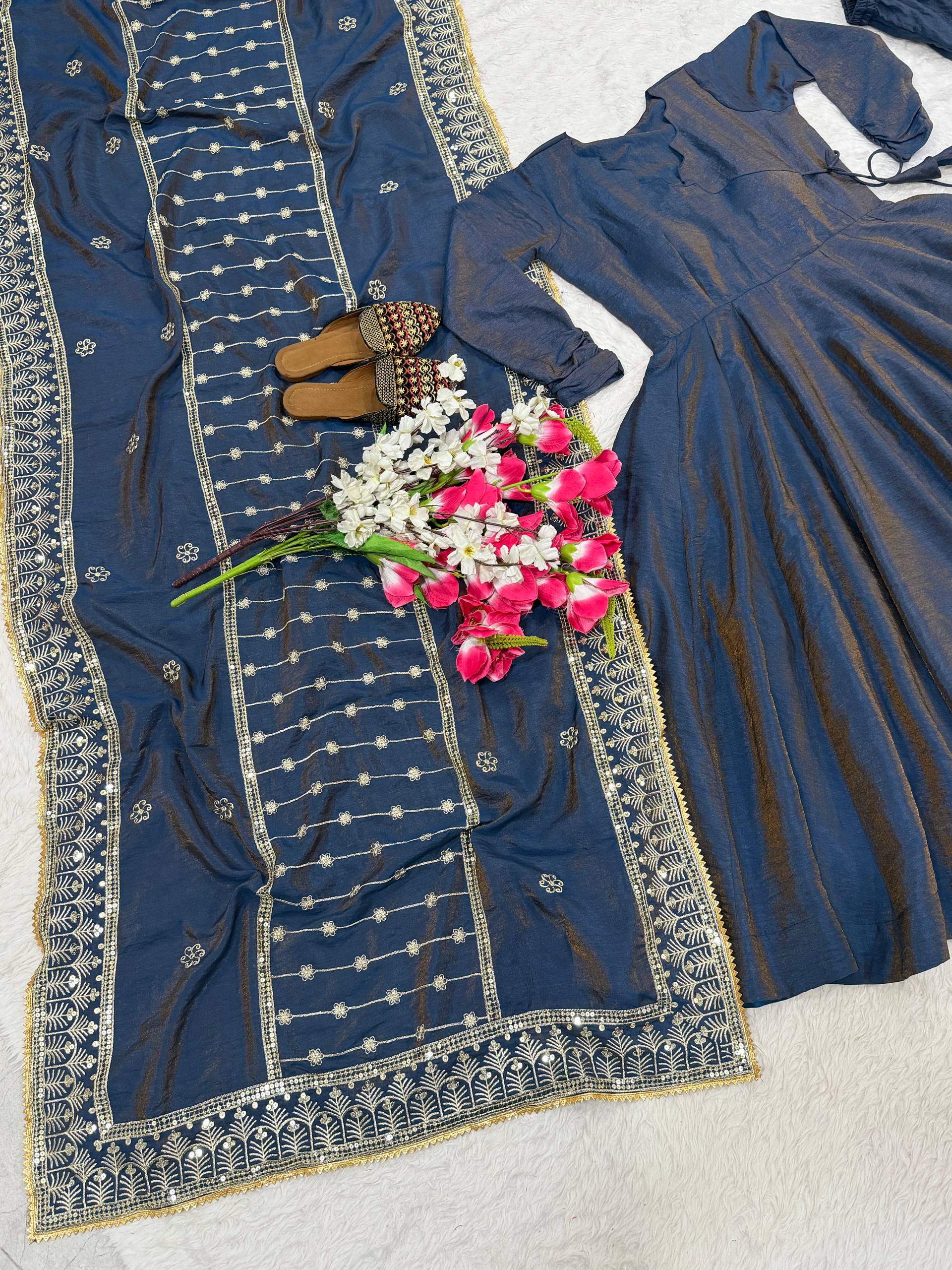 The Sovereign Teal Heritage Anarkali